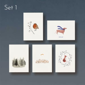 Kartenset Weihnachten Winter I | 5 Postkarten mit Aquarellillustrationen gedruckt auf 100% Recyclingpapier
