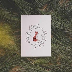 Carte postale aquarelle Petit Renard
