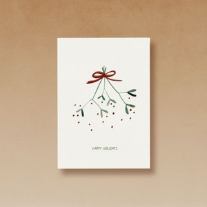 Mistletoe Watercolor | Happy Holidays | postcard