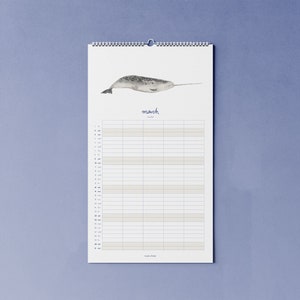 2024 calendar with whales B-WARE A3 narrow for families or shared apartments made of beautiful recycled paper, 10 percent of the proceeds go to the whale and image 5