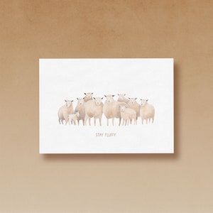 Carte postale mouton « rester moelleux » imprimée sur du papier recyclé de haute qualité