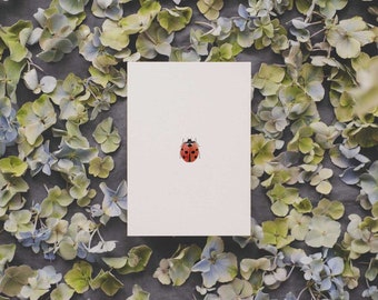 Ladybug watercolor postcard printed on high quality recycled paper