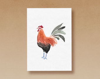 Henri Hahn postcard with watercolor illustration printed on 100% recycled paper