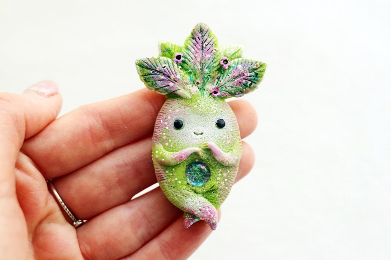 mandrake fantasy brooch mandragora pendant fantasy creature pixie pin