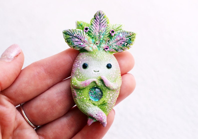 mandrake fantasy brooch mandragora pendant fantasy creature pixie pin
