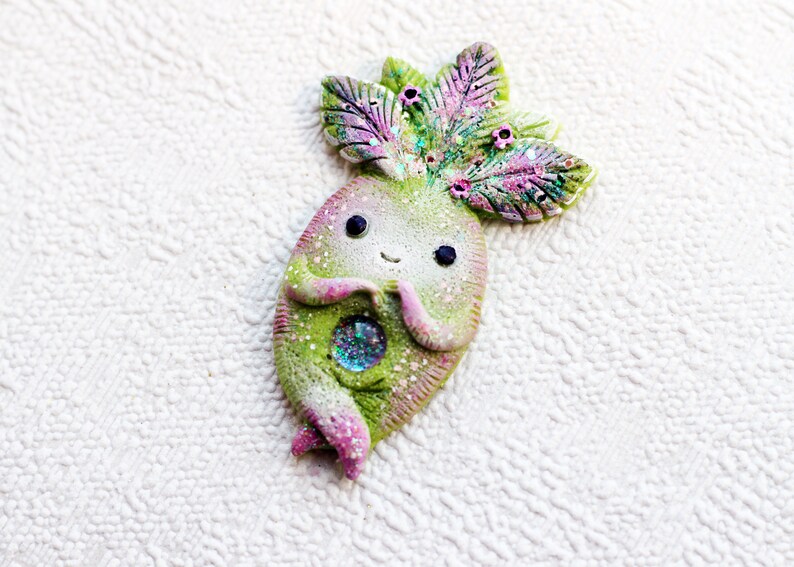 mandrake fantasy brooch mandragora pendant fantasy creature pixie pin