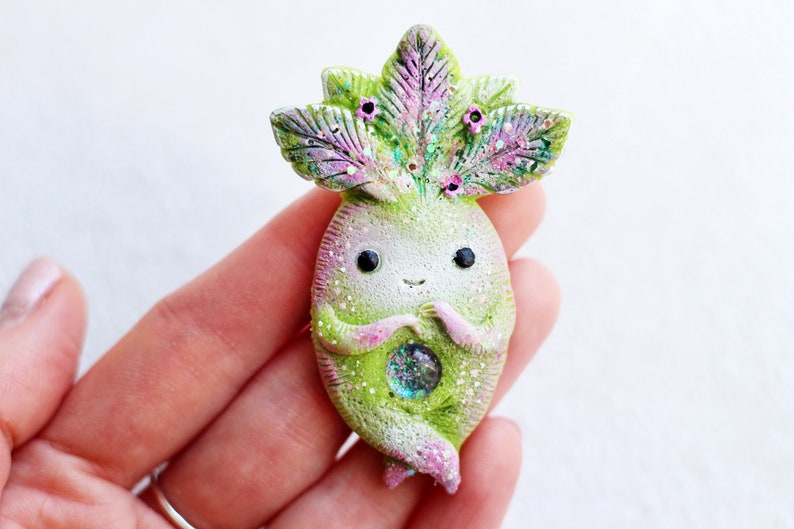 mandrake fantasy brooch mandragora pendant fantasy creature pixie pin