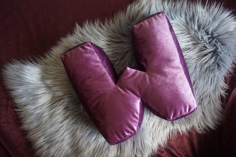Crushed velvet letter Pillow/ Velvet alphabet pillow / Soft Etsy