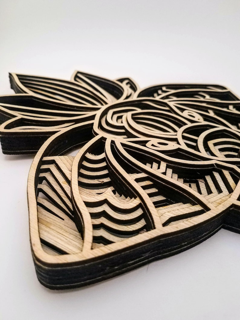 Layered Geometric Laser Cut Wood Elephant Mandala Wall Art ...