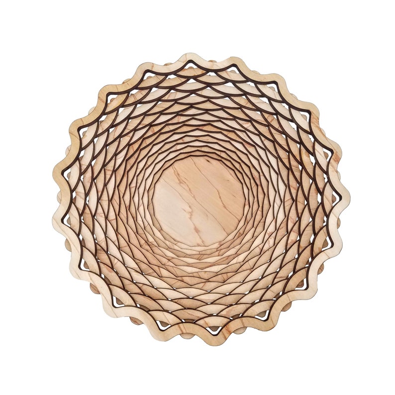 Laser Cut Round Geometric Wood Decorative Bowl Etsy
