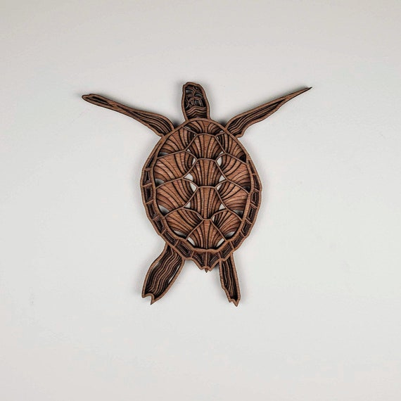 Layered Geometric Laser Cut Wood Sea Turtle Mandala Wall Art - Sea Turtle Wall Art Wood Layered Geometric Laser Cut Wood Sea Turtle Mandala Wall Art - Sea Turtle Wall Art Wood
