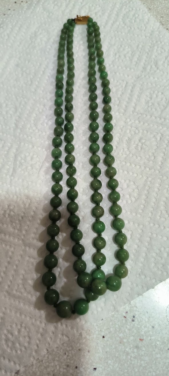 Lot De 2 Colliers En Jade Vintage - Bijoux Anciens & Élégants - Style Rétro & Unique