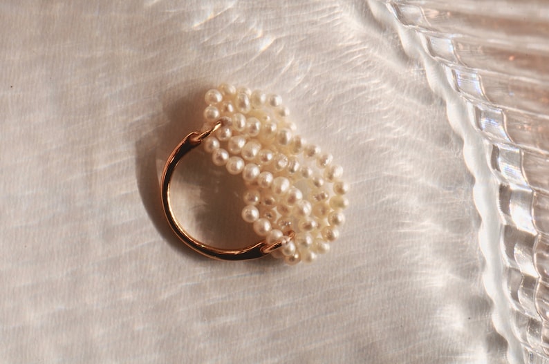 Pearl Ring 14K Goldfilled Natural freshwater pearls Vintage chic