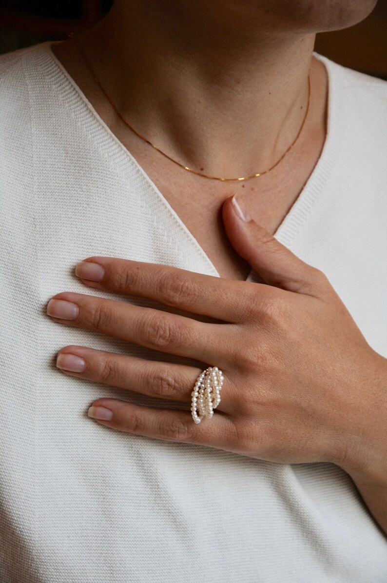 Pearl Ring 14K Goldfilled Natural freshwater pearls Vintage chic