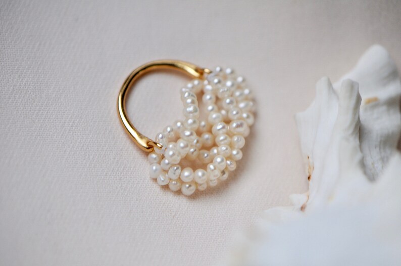 Pearl Ring 14K Goldfilled Natural freshwater pearls Vintage chic