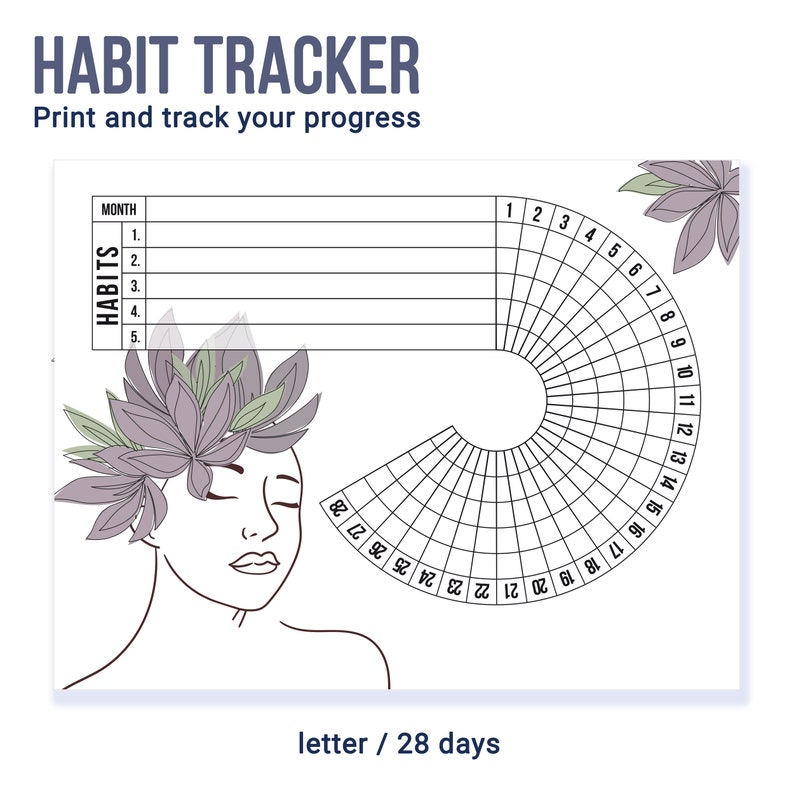 Printable Circle Habit Tracker, Monthly Goal Tracker, Downloadable ...