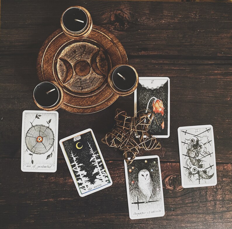 Wooden Tea Light Holder Witches Witchcraft Wicca Altar Etsy