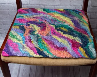 Felted Chair Pads, Rainbow seat cushions wool felted pads