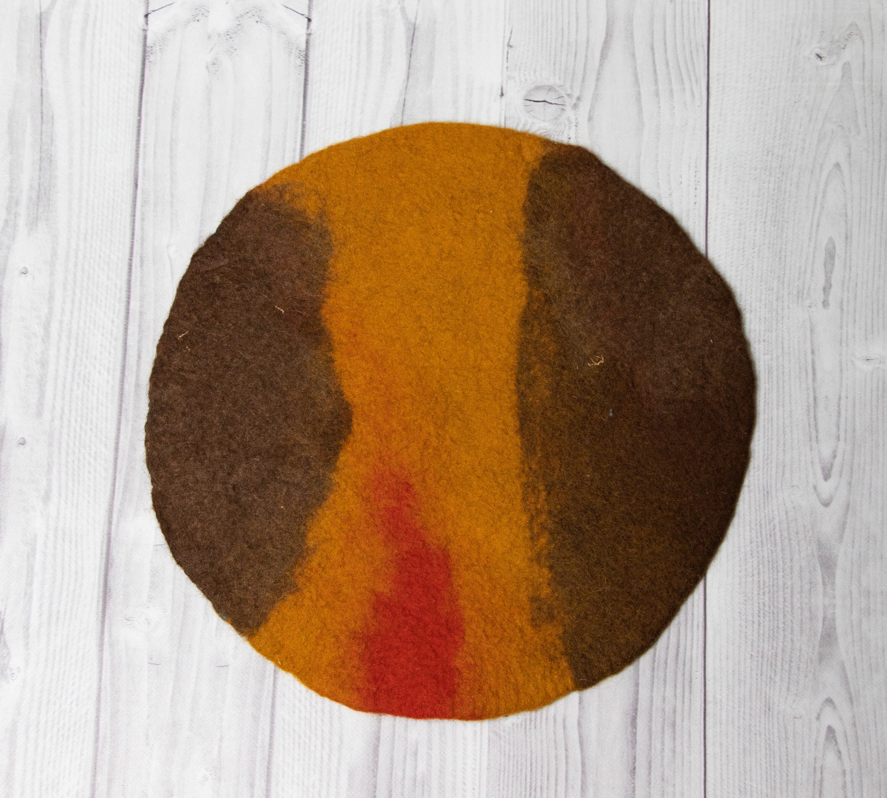 Abstract Small Round Chair Pad Natural Multi Color Handmade Chair