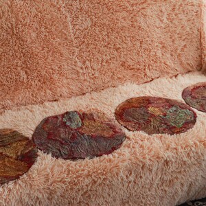 Handmade Felted Round Chair Pad: Abstract Multi Color Seat Cushion image 5