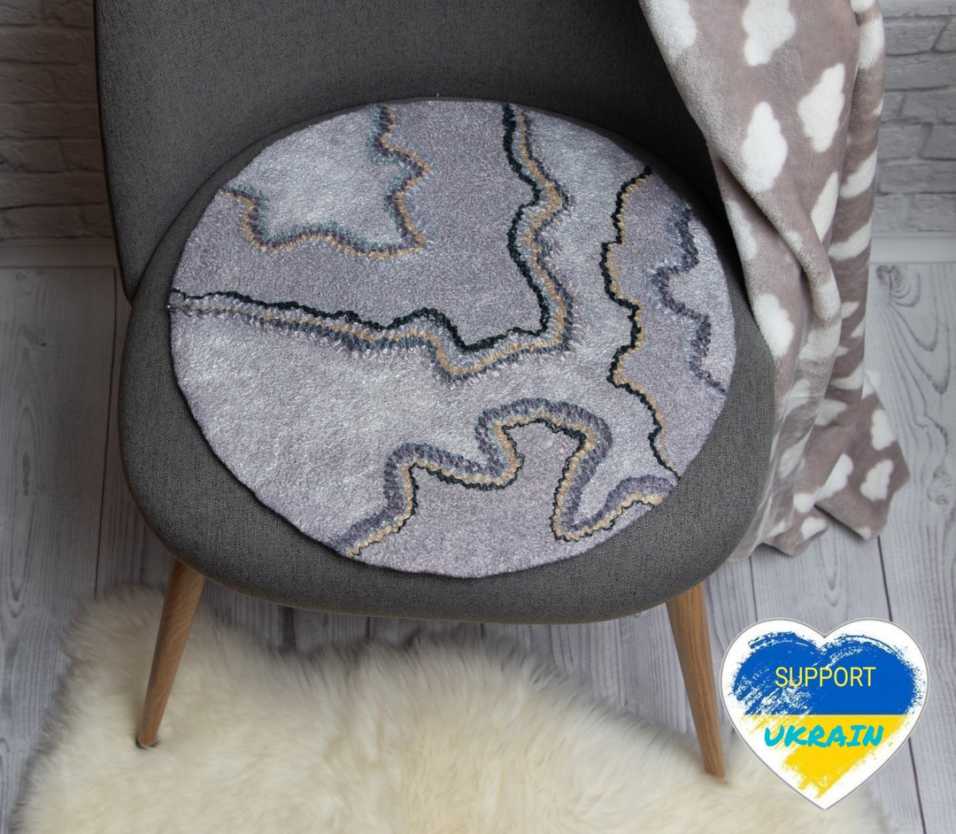 Abstract Small Round Seat Pad 39cm Handmade Seat Mat With Etsy