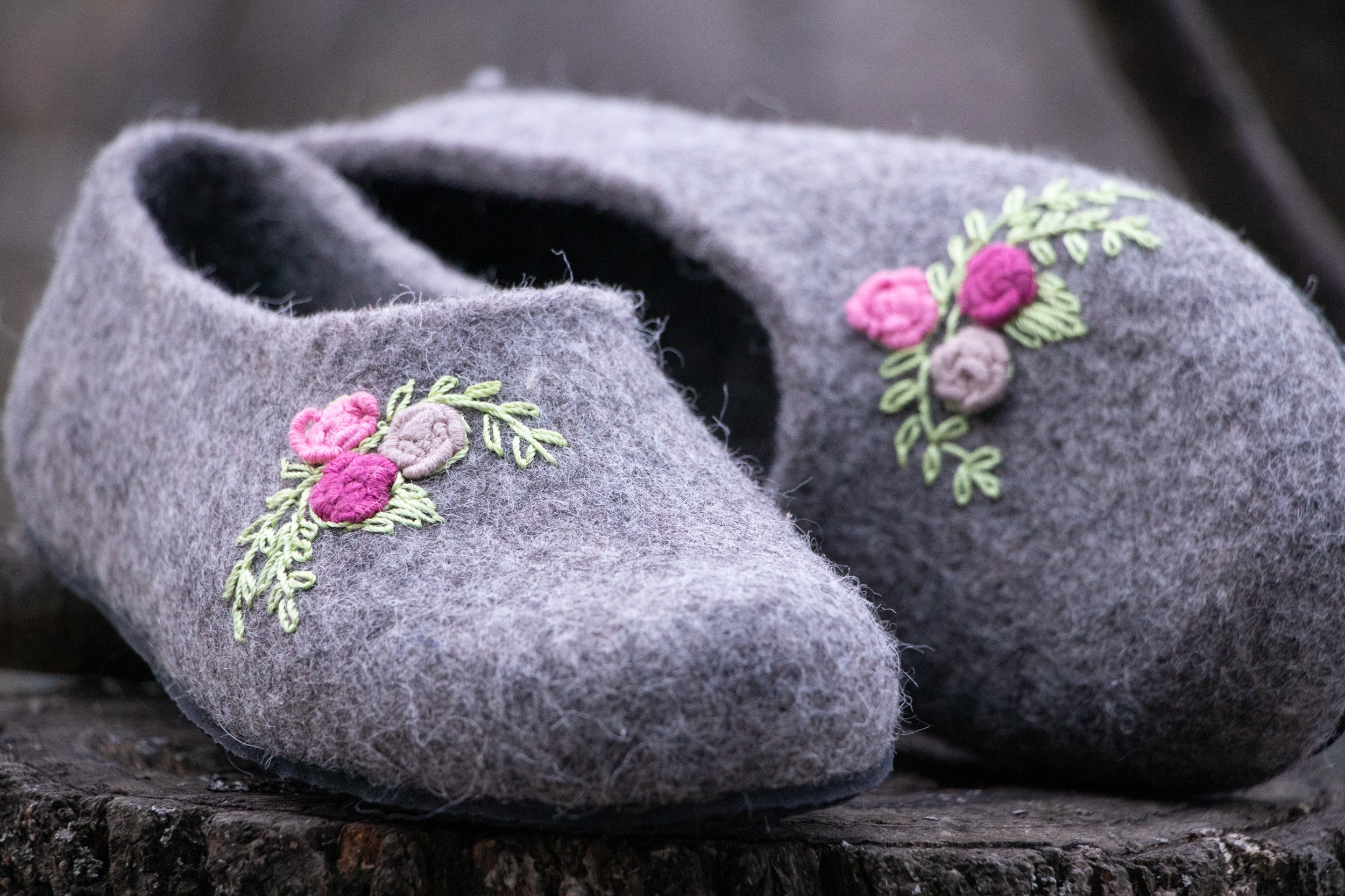 Handmade felted wool slippers for women Eco friendly boiled Etsy