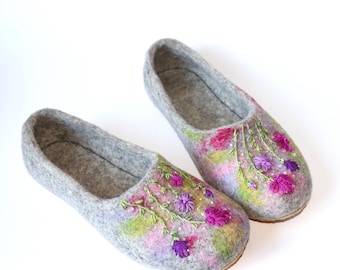 Eco-Friendly Boiled Wool Women's Slippers - Handmade Home Shoes