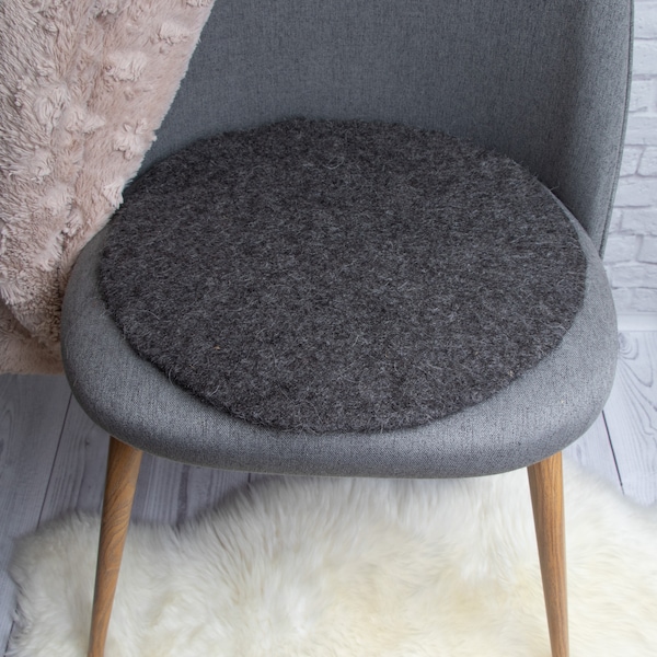 100% Sheep wool round felt pad - Natural color GREY/WHITE wool / needle felted blanket throw for chair perfect for home decoration