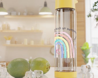 Infuser Water Bottle, Thank you , Gift for Teacher, Awesome Teacher, Junior School Teacher, Rainbow Bottle, Yellow