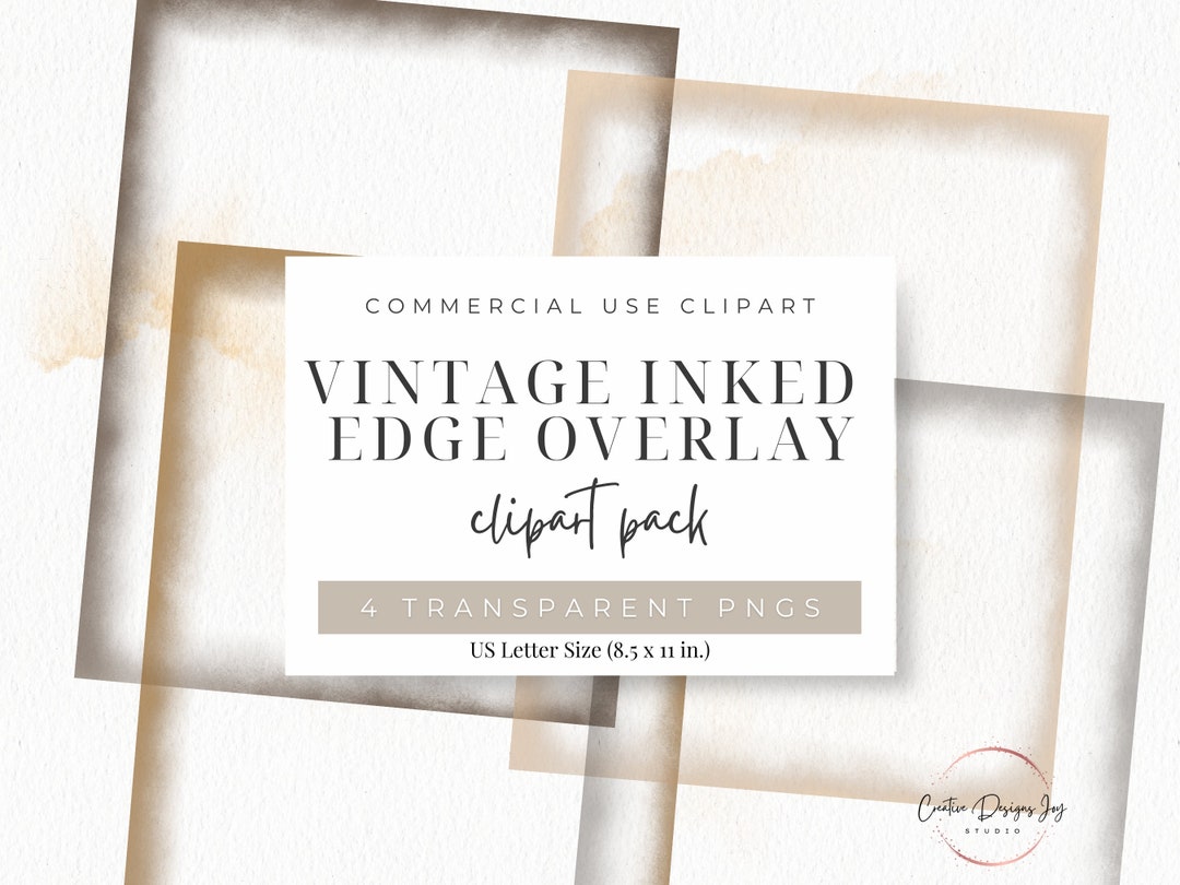 Vintage Inked Edge Overlay: US Letter Scrapbook PNG (digital Download ...