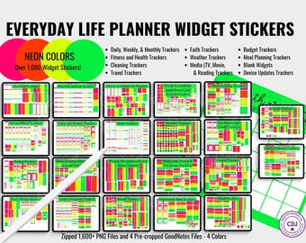 Widget Stickers Neon stickers for White or Dark Mode Planners or Digital Journals