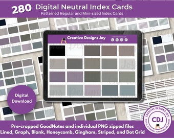 280 Neutral Digital Index Cards: Scrapbooking & Planning (Digital Download)