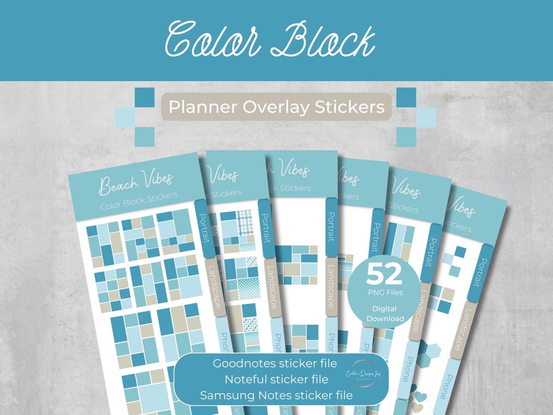 Color Blocks Overlay Stickers | Beach Vibes | Planner Inserts | Pngs ...