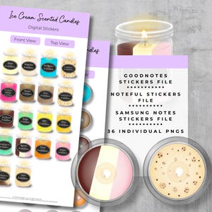 Ice Cream Scented Candles Digital Planner Stickers, Goodnotes, Noteful, and Samsung Notes files included