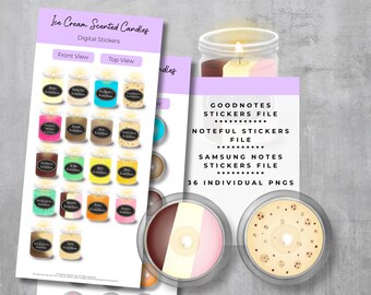 Ice Cream Scented Candles Digital Planner Stickers, Goodnotes, Noteful, and Samsung Notes files included