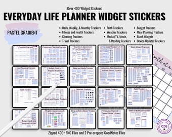 Widget Stickers Pastel Gradient Digital Planner Stickers for White or Dark Mode Planners or Digital Journals