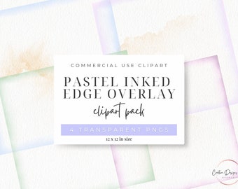 12x12 Pastel Inked Edge Scrapbook Overlay for digital junk journaling or scrapbooking, Commercial Use
