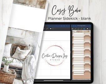 Planner Sidekick, Cozy Boho for digital planners, journals, widget stickers, notes for GoodNotes and ZoomNotes