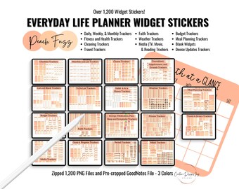 Peach Fuzz Digital Planner Stickers: 1200+ Everyday Life Widgets (PNG, GoodNotes)