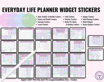 Pastel Digital Planner Stickers: 1500+ Widget Stickers (PNG & GoodNotes Files)
