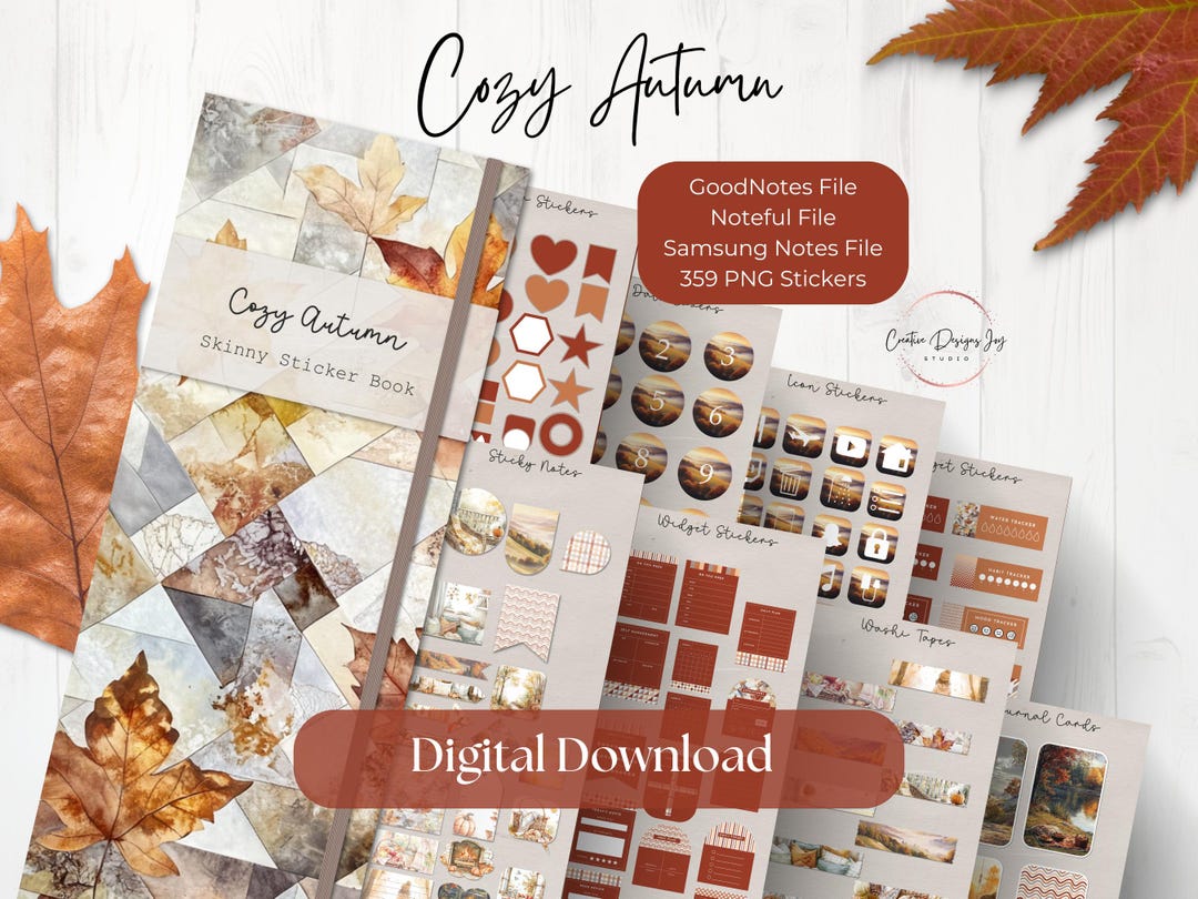 Cozy Autumn Digital Planner Stickers: Goodnotes, Noteful, Samsung Notes ...