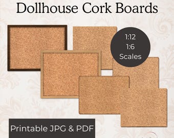 Dollhouse Miniature Cork Board Printable 1.6 1.12 Bulletin Board JPEG PDF Wall Decor