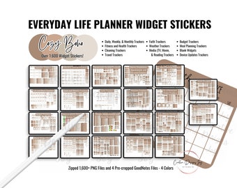 Cozy Boho Digital Planner Stickers: 1600+ Widget Set (PNG & GoodNotes Files)