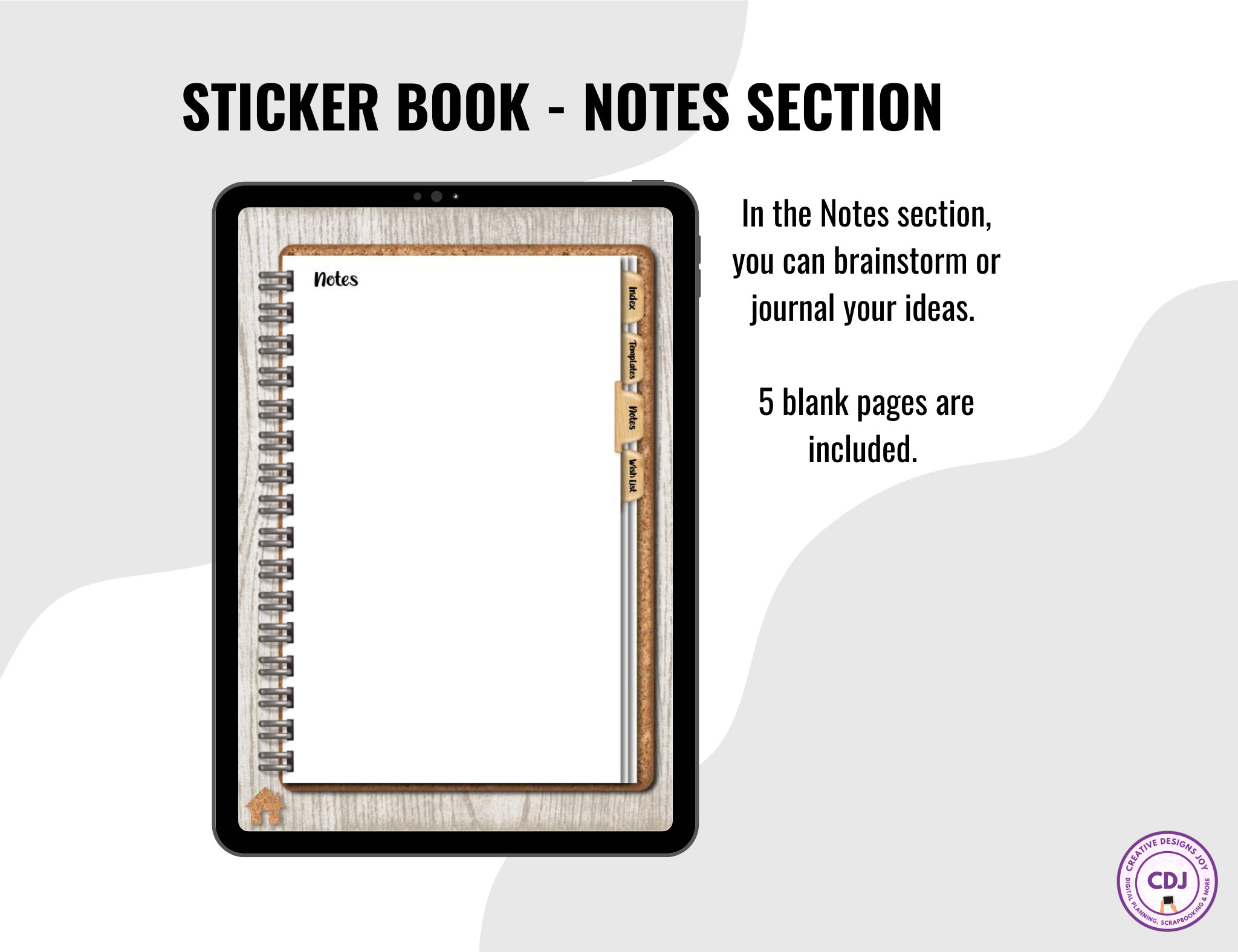 Digital Sticker Books, 3 Blank Sticker Books, Chalkboard, Cork Board, and  Kraft Styles, Portrait View for Digital Stickers & Planning 