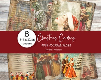 Christmas Caroling Junk Journal Pages: Vintage Holiday Ephemera (Digital Download)