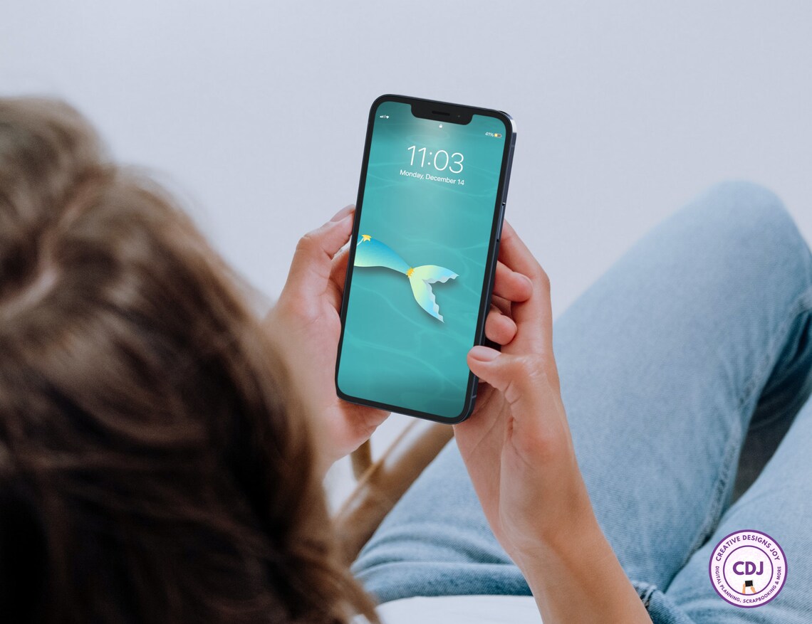 Mermaid Phone Wallpaper Mermaid Tail Blue Green Background - Etsy