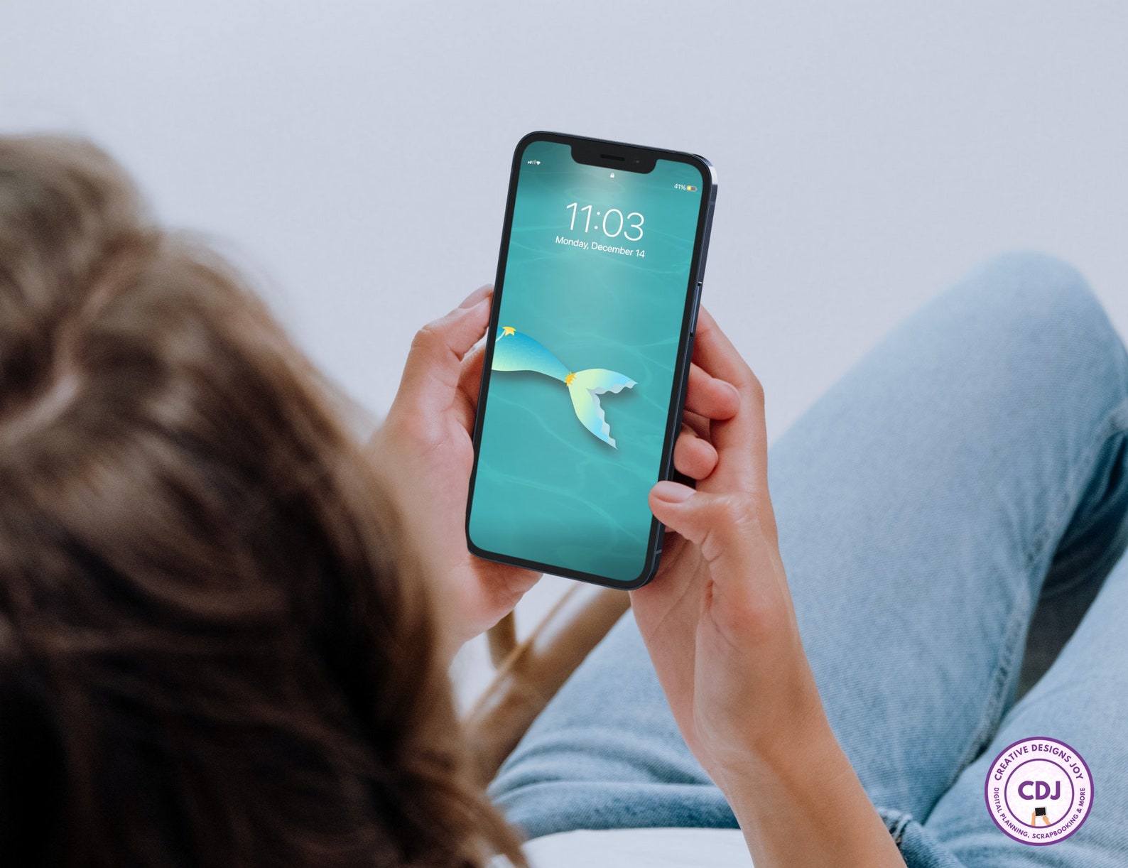 Mermaid Phone Wallpaper Mermaid Tail Blue Green Background - Etsy