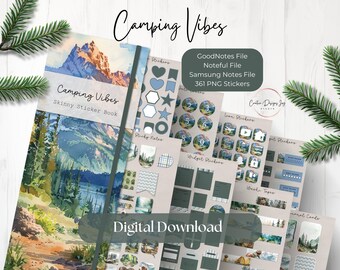 Camping Vibes Digital Planner Stickers Sidekick | Skinny Book | Memory Album Pages | GoodNotes, Noteful, Samsung Notes Files Included