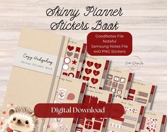 Cozy Hedgehog Digital Planner Sidekick | Skinny Sticker Book, Memory Album Pages, Journal, Goodnotes, Noteful, and Samsung Notes Files