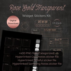 Rose Gold Digitale Planner Stickers: Transparente PNG Widgets (GoodNotes File) (Digitaler Download